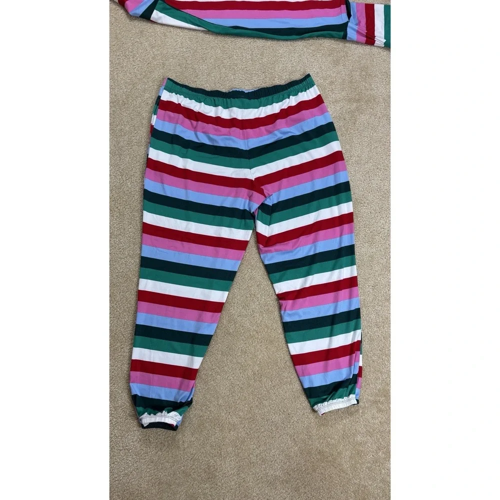 2-Piece Cotton Knit Striped Long Sleeve Pajama Set XL
